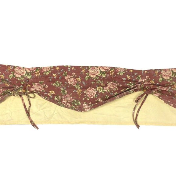 3 Vintage Valances Curtains Red Yellow Floral Set - Picture 1 of 10